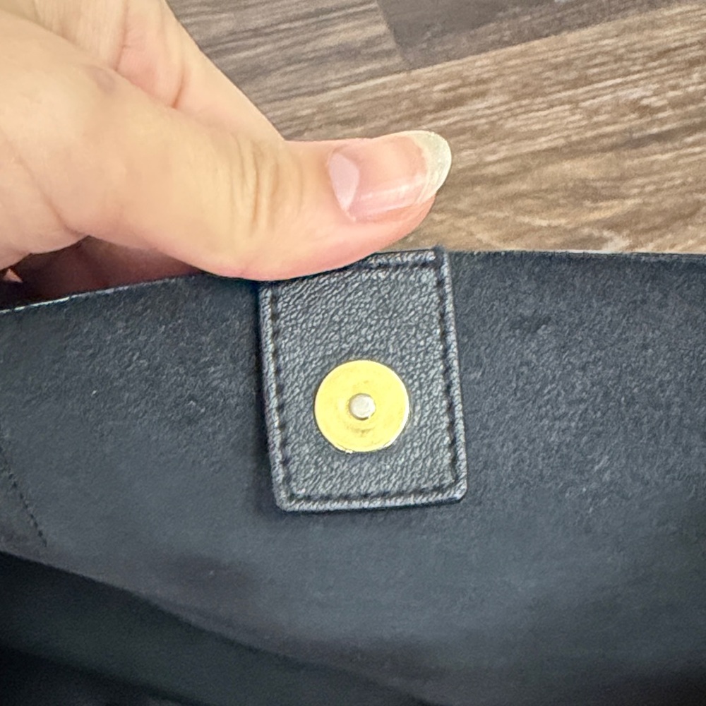 Saint Laurent Black Leather Tote with Gold YSL Charm and Pouch - Picture 13 of 16